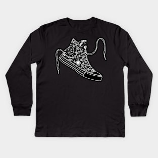 Gemini high tops - Black &amp; White Kids Long Sleeve T-Shirt